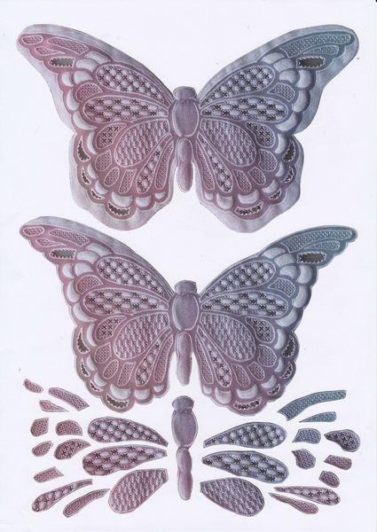 Faux Parchment - Butterflies - 4 Sets - 20 x A4 Pages
