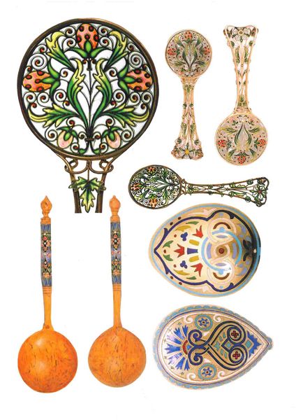 Russian Enamel Spoons - 18 x A4 Pages to DOWNLOAD