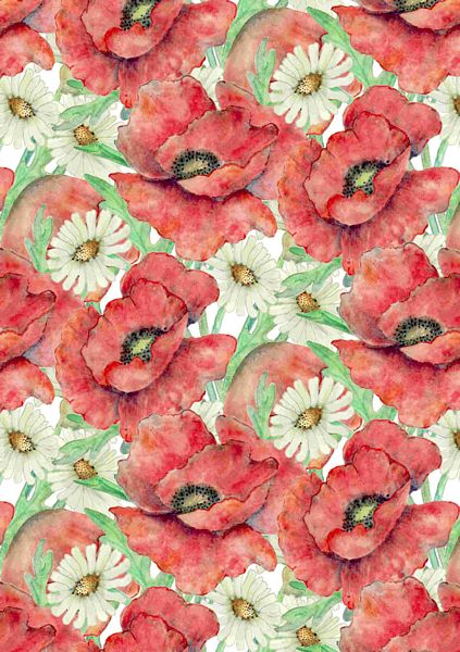 Poppies & Daisies Backing Papers Set - 28 x A4 Pages to DOWNLOAD